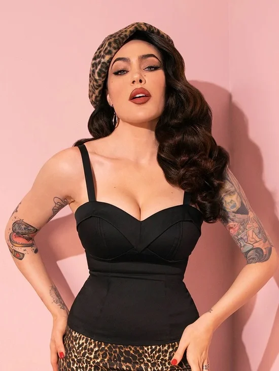 3X Maneater Top In Black Vixen By Micheline Pitt Vintage Pin Up Built In Bra - Picture 1 of 3